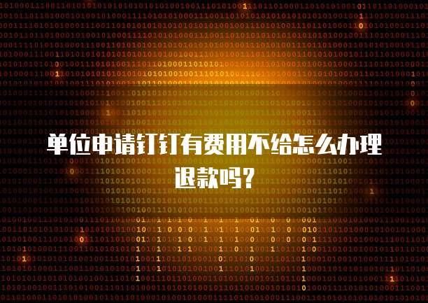 单位申请钉钉有费用不给怎么办理退款吗?