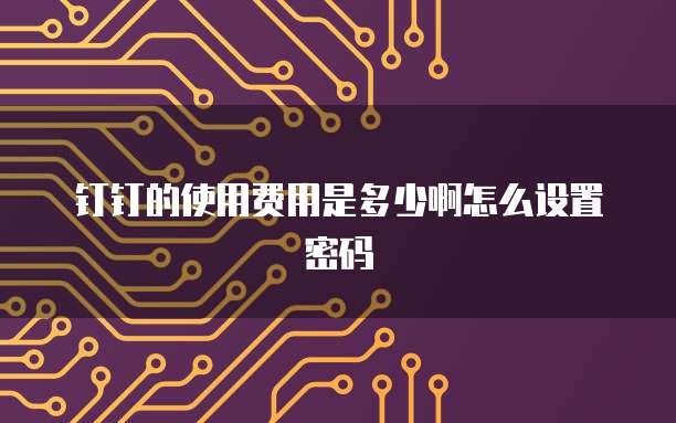 钉钉的使用费用是多少啊怎么设置密码