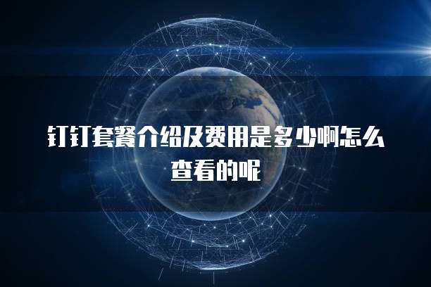 钉钉套餐介绍及费用是多少啊怎么查看的呢