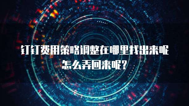 钉钉费用策略调整在哪里找出来呢怎么弄回来呢？