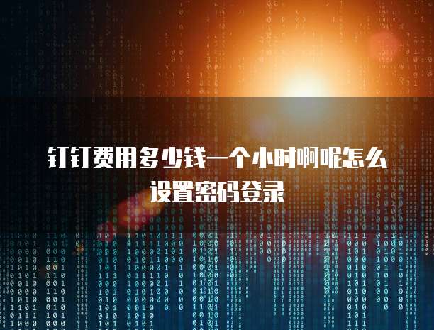 钉钉费用多少钱一个小时啊呢怎么设置密码登录