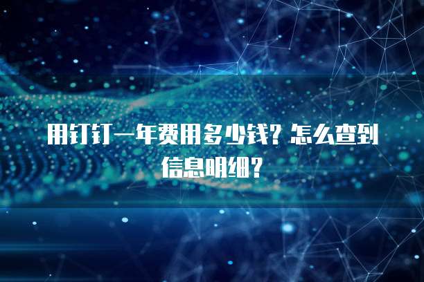 用钉钉一年费用多少钱?怎么查到信息明细?