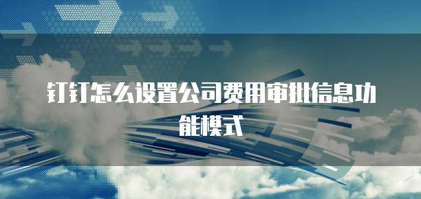 钉钉怎么设置公司费用审批信息功能模式