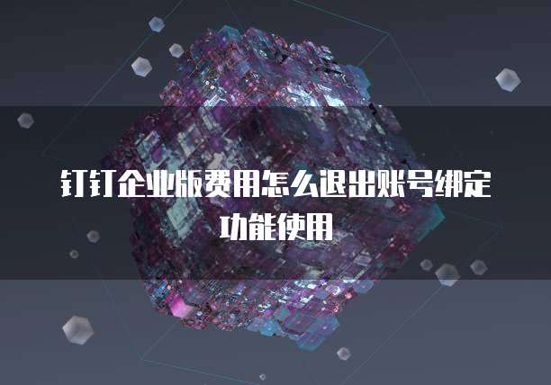 钉钉企业版费用怎么退出账号绑定功能使用