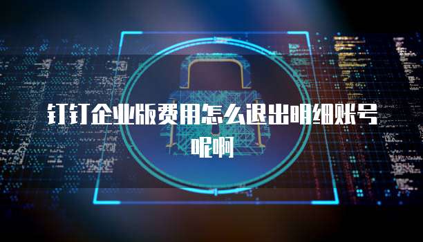钉钉企业版费用怎么退出明细账号呢啊