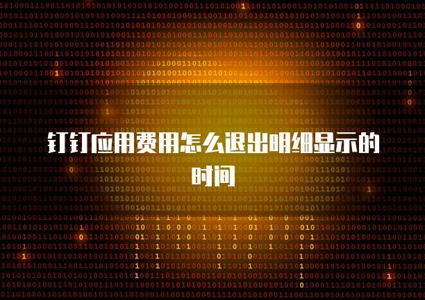 钉钉应用费用怎么退出明细显示的时间