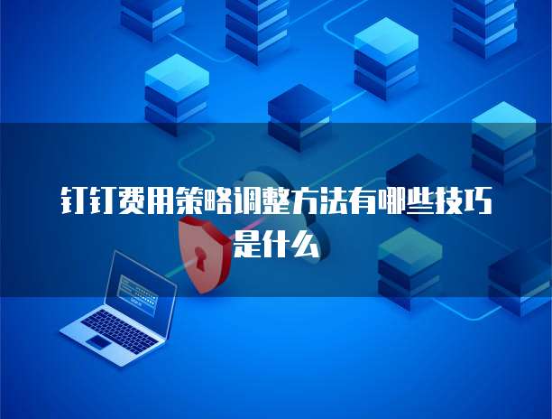 钉钉费用策略调整方法有哪些技巧是什么