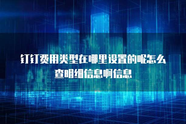 钉钉费用类型在哪里设置的呢怎么查明细信息啊信息
