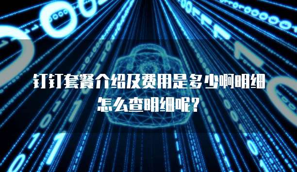 钉钉套餐介绍及费用是多少啊明细怎么查明细呢?