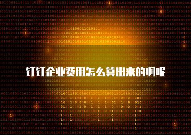 钉钉企业费用怎么算出来的啊呢
