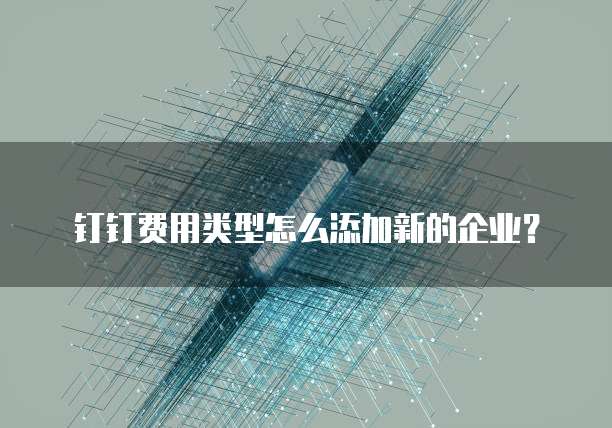 钉钉费用类型怎么添加新的企业?