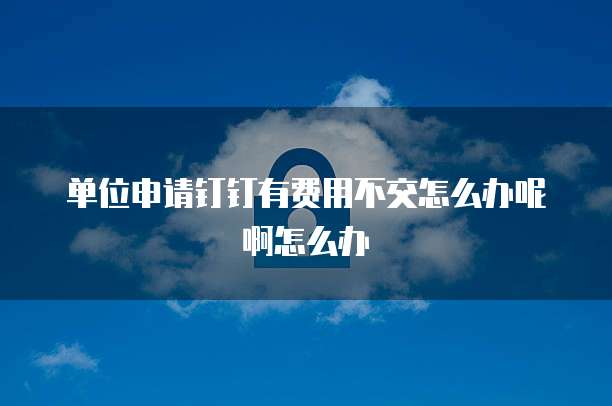 单位申请钉钉有费用不交怎么办呢啊怎么办