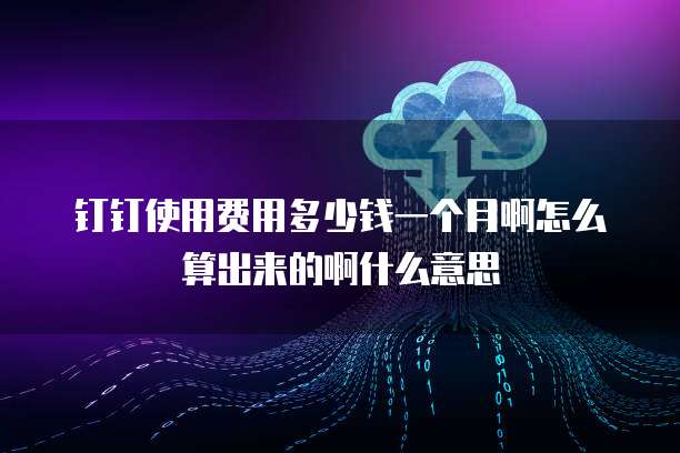 钉钉使用费用多少钱一个月啊怎么算出来的啊什么意思