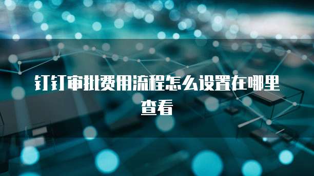 钉钉审批费用流程怎么设置在哪里查看