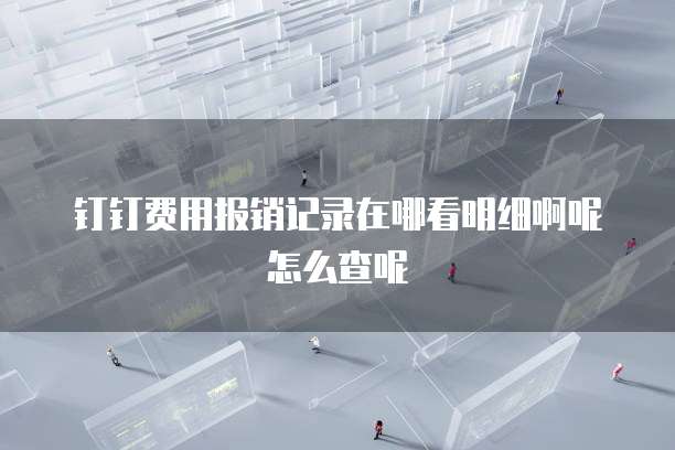 钉钉费用报销记录在哪看明细啊呢怎么查呢