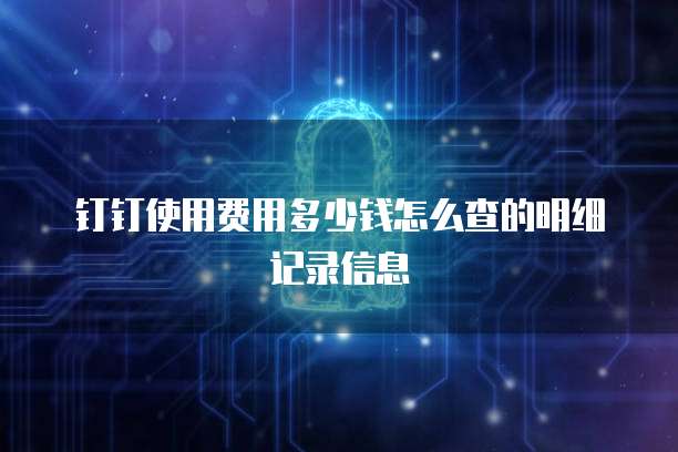 钉钉使用费用多少钱怎么查的明细记录信息