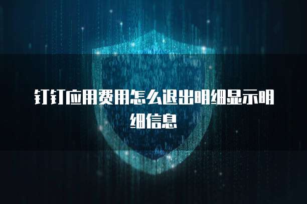 钉钉应用费用怎么退出明细显示明细信息