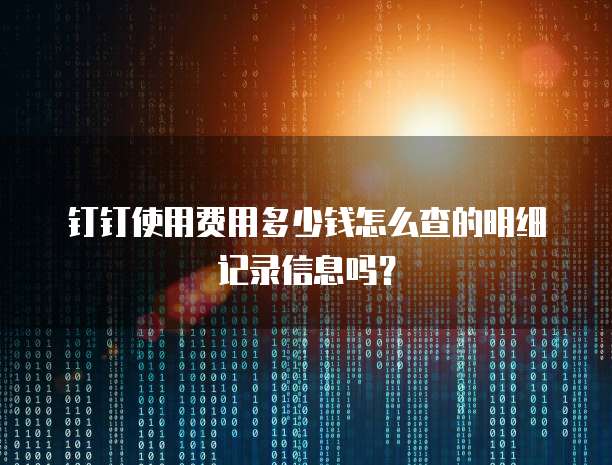 钉钉使用费用多少钱怎么查的明细记录信息吗?