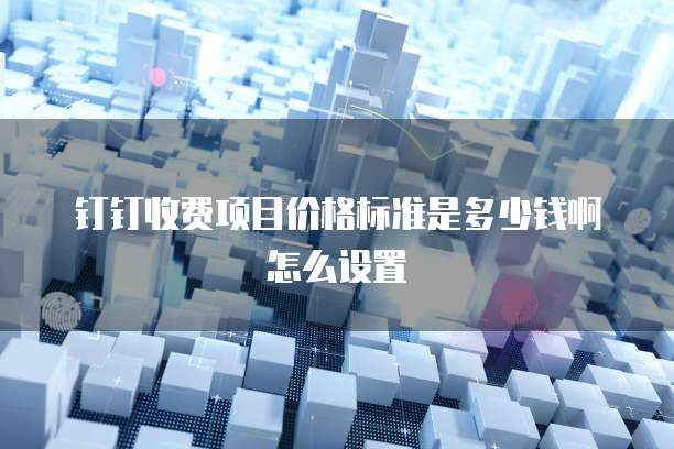 钉钉收费项目价格标准是多少钱啊怎么设置