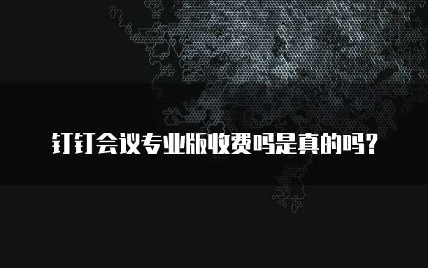 钉钉会议专业版收费吗是真的吗?