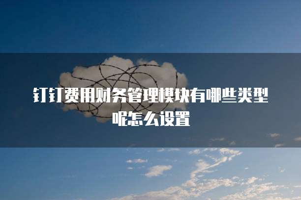 钉钉费用财务管理模块有哪些类型呢怎么设置