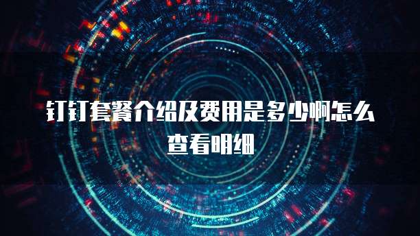 钉钉套餐介绍及费用是多少啊怎么查看明细