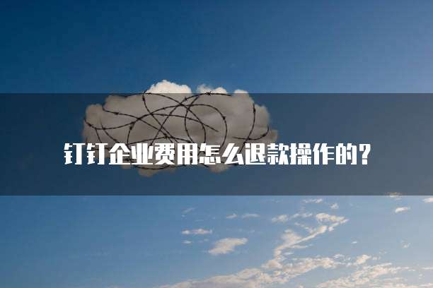 钉钉企业费用怎么退款操作的？