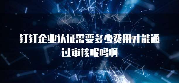 钉钉企业认证需要多少费用才能通过审核呢吗啊