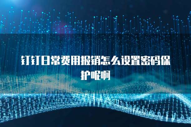 钉钉日常费用报销怎么设置密码保护呢啊