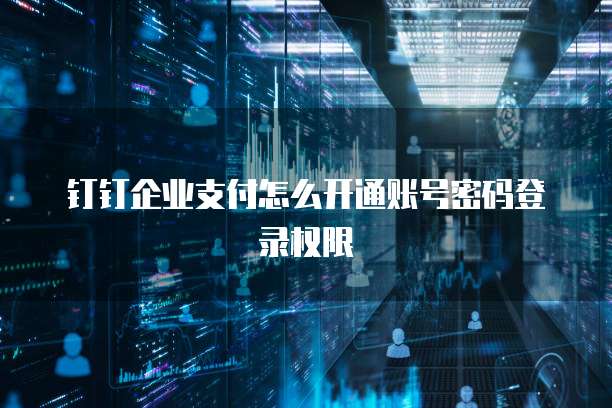 钉钉企业支付怎么开通账号密码登录权限