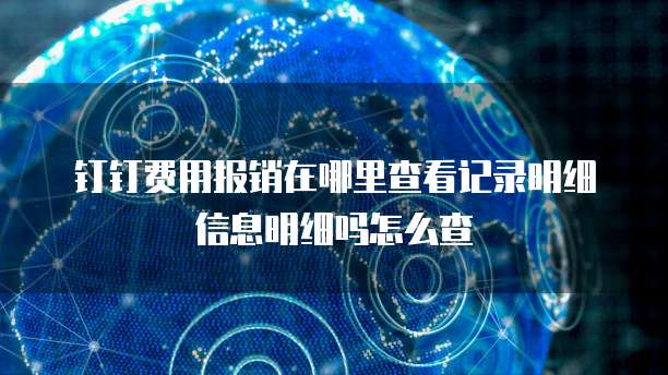 钉钉费用报销在哪里查看记录明细信息明细吗怎么查