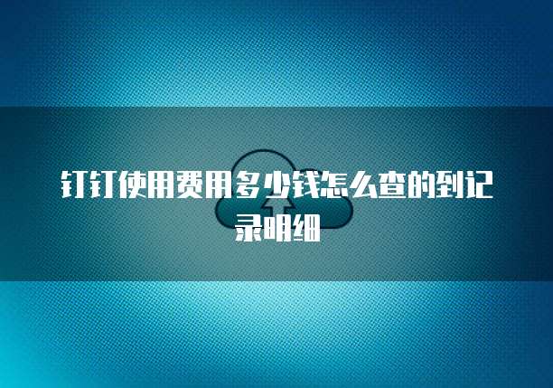 钉钉使用费用多少钱怎么查的到记录明细