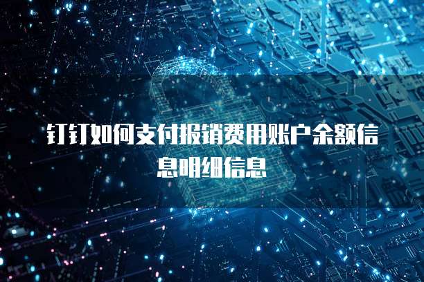 钉钉如何支付报销费用账户余额信息明细信息