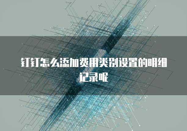 钉钉怎么添加费用类别设置的明细记录呢
