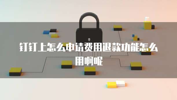 钉钉上怎么申请费用退款功能怎么用啊呢