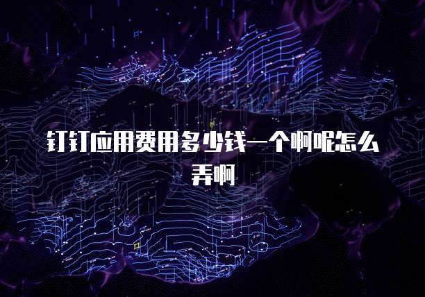 钉钉应用费用多少钱一个啊呢怎么弄啊
