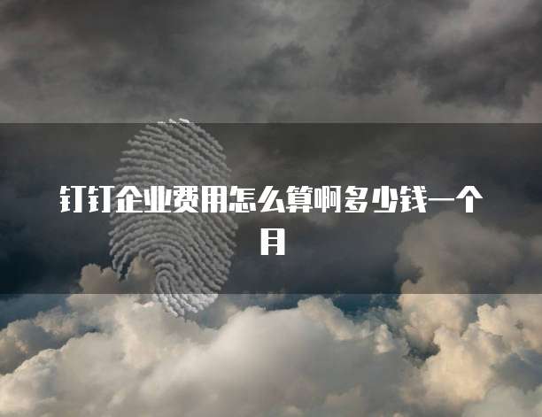 钉钉企业费用怎么算啊多少钱一个月