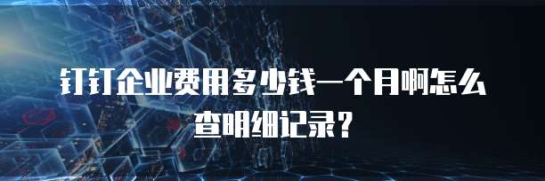 钉钉企业费用多少钱一个月啊怎么查明细记录?
