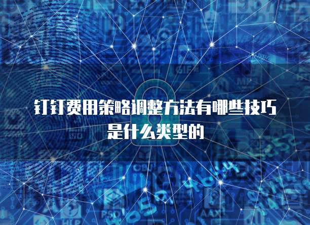 钉钉费用策略调整方法有哪些技巧是什么类型的