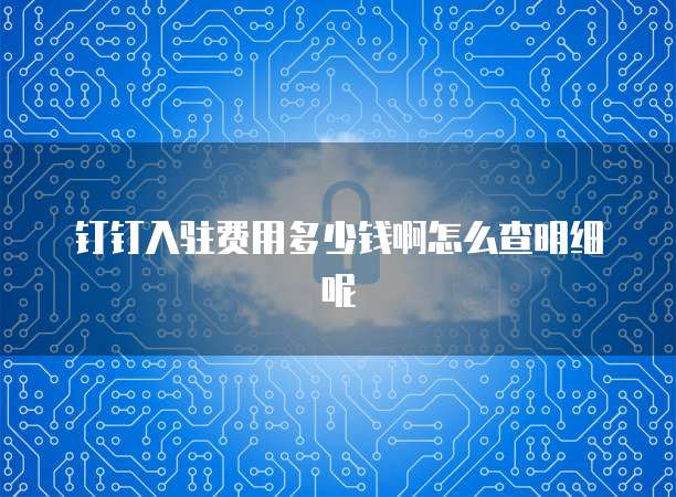 钉钉入驻费用多少钱啊怎么查明细呢