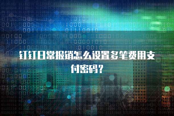 钉钉日常报销怎么设置多笔费用支付密码?