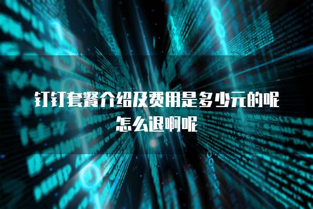 钉钉套餐介绍及费用是多少元的呢怎么退啊呢