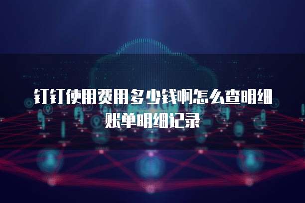 钉钉使用费用多少钱啊怎么查明细账单明细记录