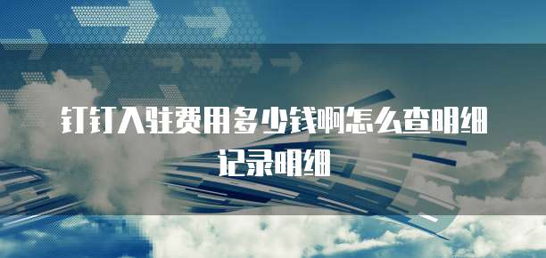 钉钉入驻费用多少钱啊怎么查明细记录明细