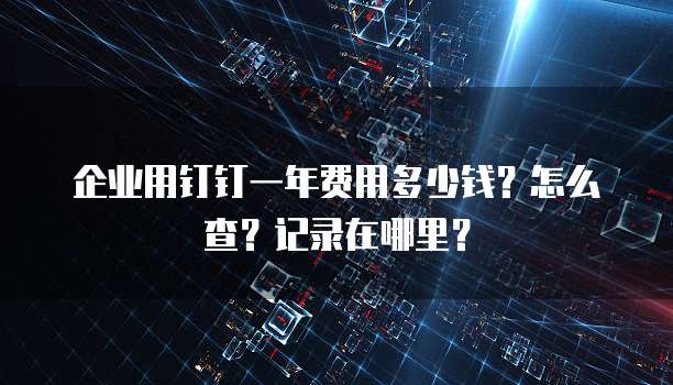 企业用钉钉一年费用多少钱?怎么查?记录在哪里?
