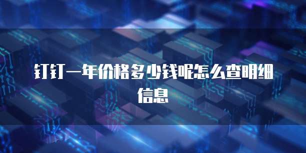 钉钉一年价格多少钱呢怎么查明细信息