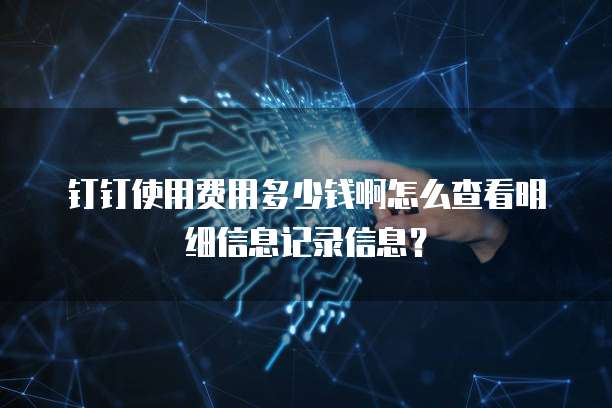 钉钉使用费用多少钱啊怎么查看明细信息记录信息?