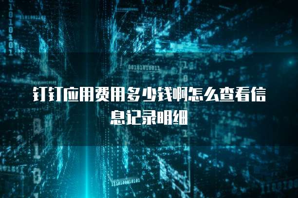 钉钉应用费用多少钱啊怎么查看信息记录明细