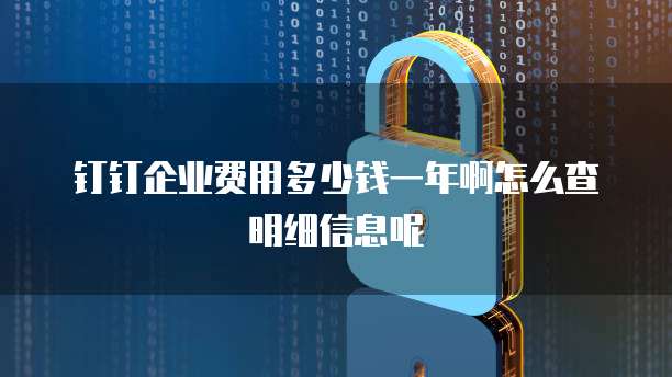 钉钉企业费用多少钱一年啊怎么查明细信息呢