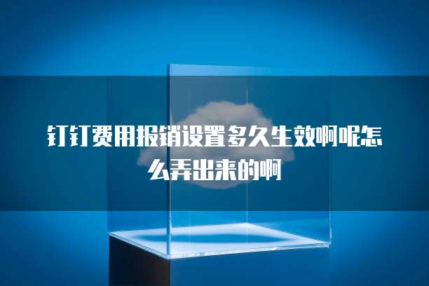 钉钉费用报销设置多久生效啊呢怎么弄出来的啊
